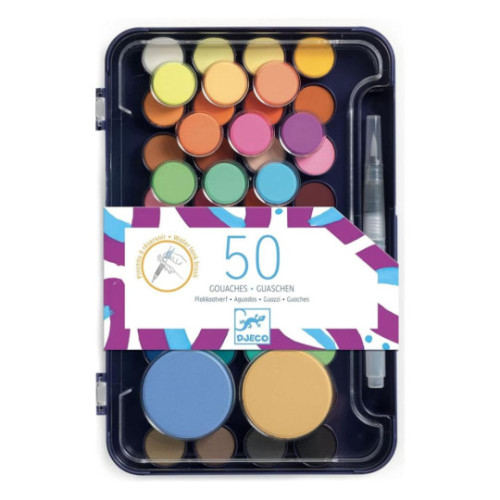 Paleta de Artista - 50 Guaches + Pincel de água