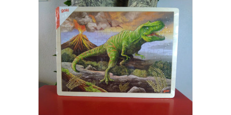 Puzzle de Madeira 96 Peças T-rex e Vulcão