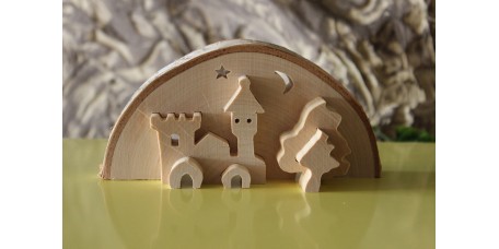 puzzle castelo em madeira natural